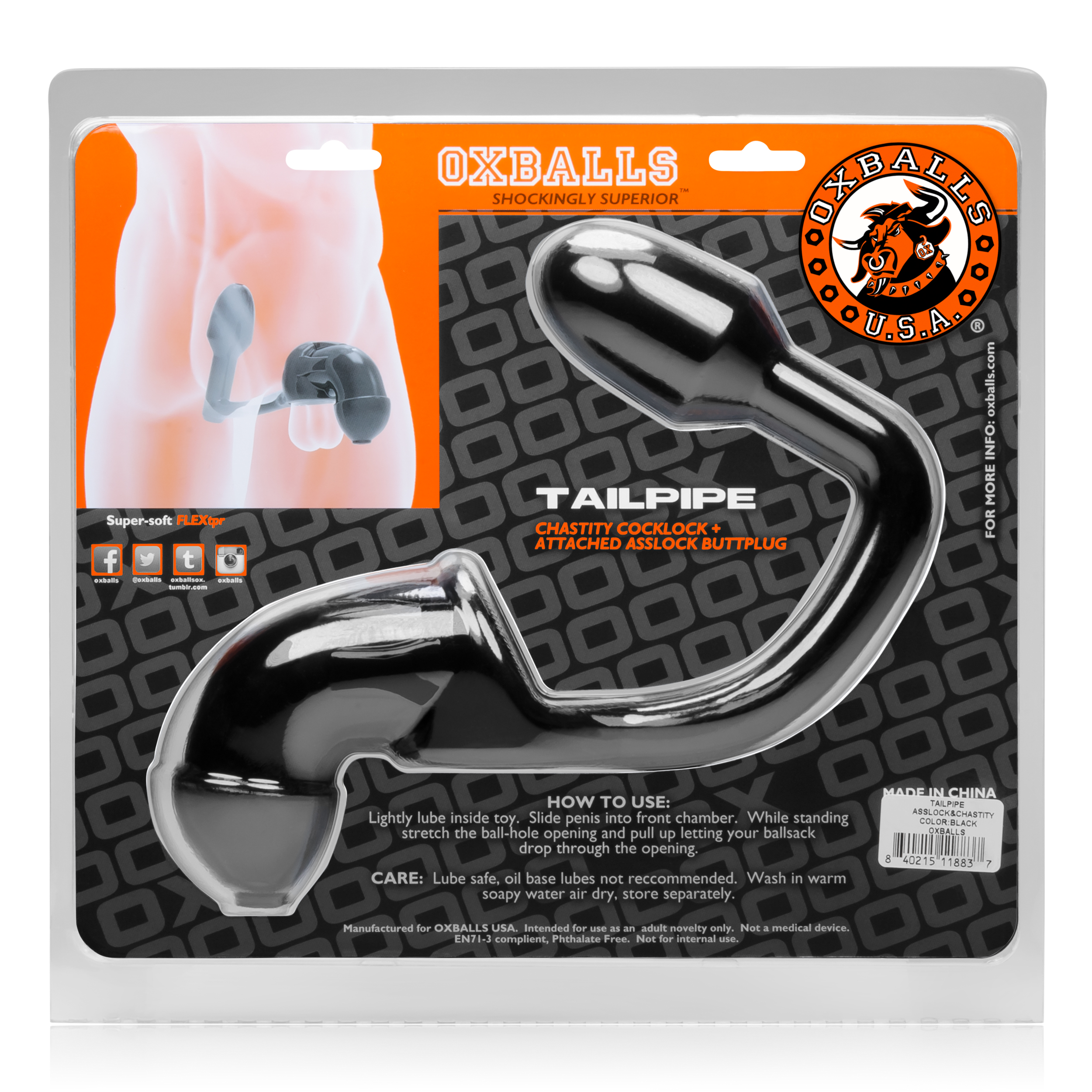 TAILPIPE chastity asslock PKG Oxballs black-2 HQ